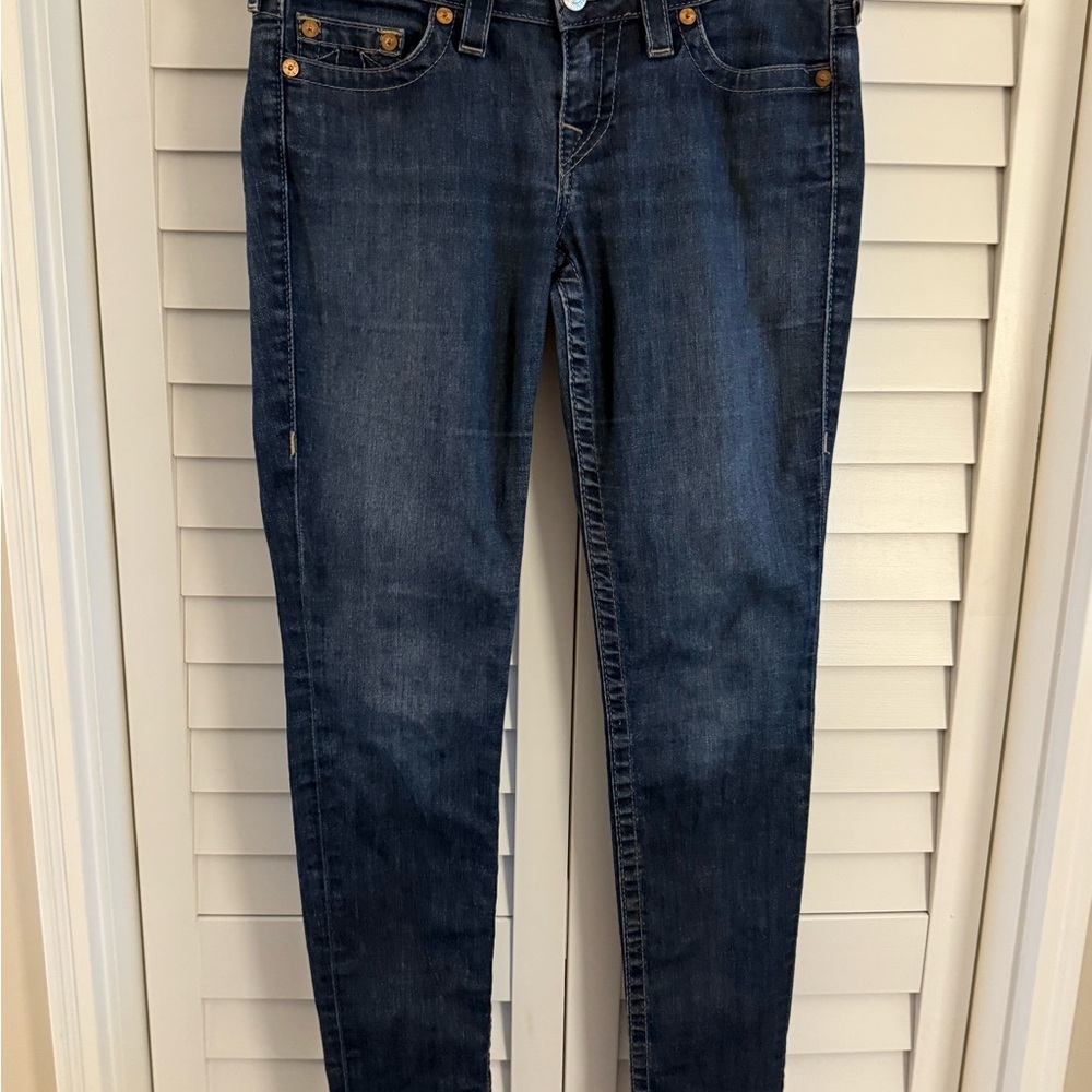True Religion Women's Studded Blue Skinny Jeans Size 29 - Picture 3 of 13